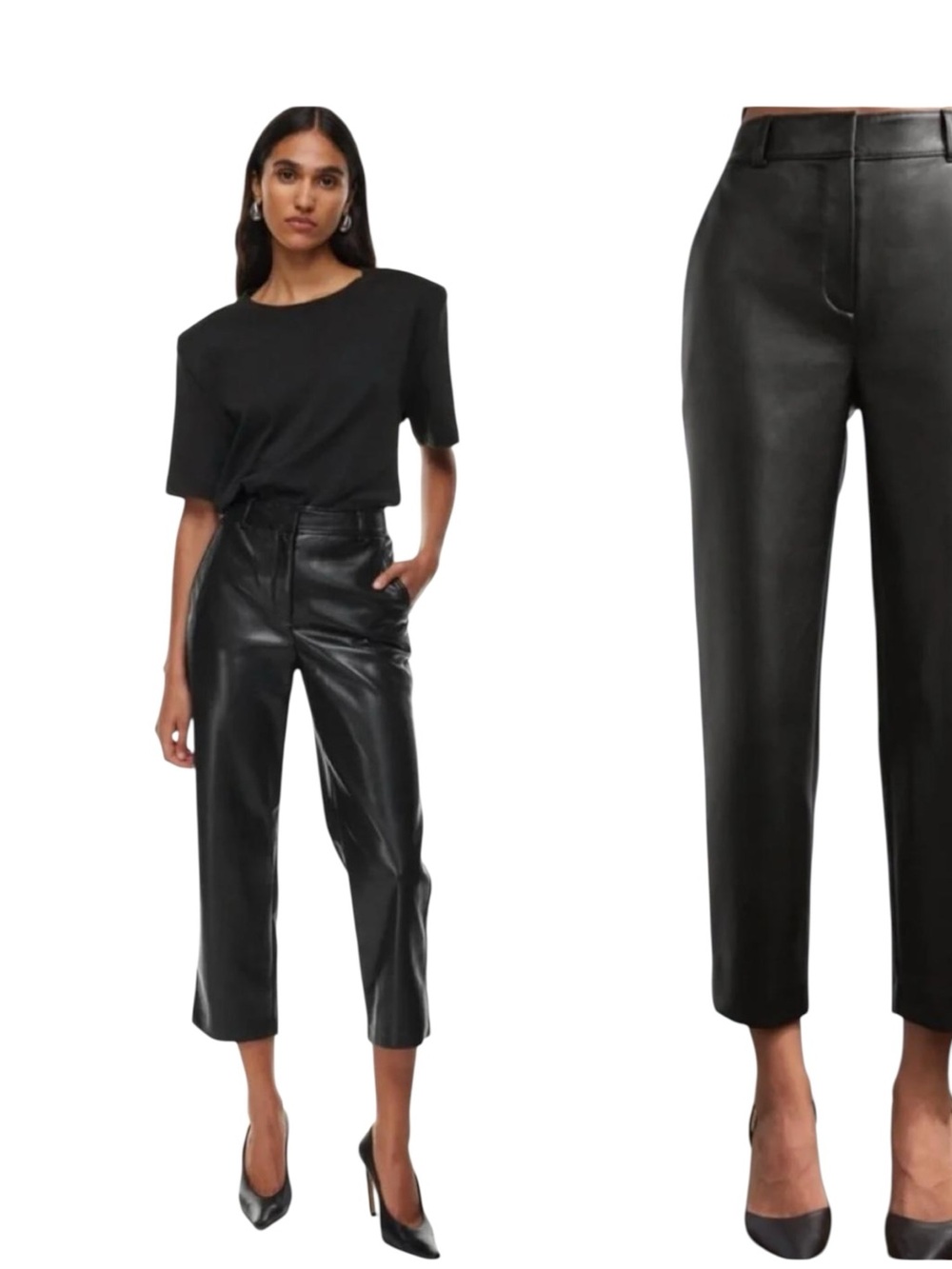 Babaton by Aritzia Command Black Vegan Leather Cropped Pants